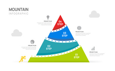 Infographic Business 4 steps growth design template. Business Mountain concept