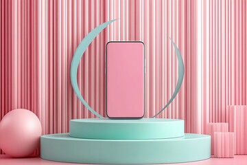 Wall Mural - sleek pink abstract sculpture in a minimalist setting reflecting modern art trends and contemporary 