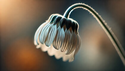 Wall Mural - A drooping white daisy with blur background