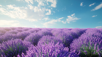  field of lavender under a clear blue sky, big copy space