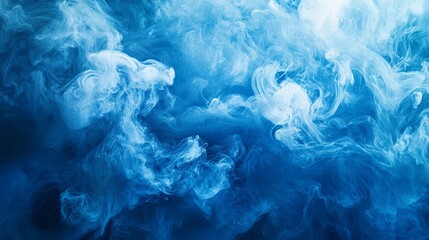 Wall Mural - An abstract blue ocean background featuring swirling underwater smoke and vibrant sea colors.