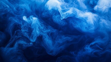 Wall Mural - An abstract blue ocean background featuring swirling underwater smoke and vibrant sea colors.