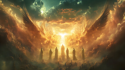 Wall Mural - angels stand before god, prophecy from the book of revelation