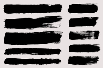 Aufkleber - Brush strokes vector. Set of text boxes. Paintbrush collection. Grunge design elements. Dirty texture banners. Painted rectangles and long strokes