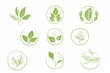 © pixeness - Set of Logos with green leaf ecology icon logo design with line art set vector illustration on white background