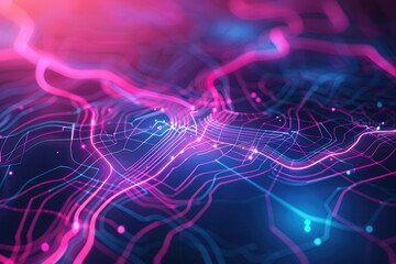 Leinwandbilder - Colorful, abstract lines crisscross a stylized map, illustrating connectivity and direction for transportation and logistics applications. Generative AI