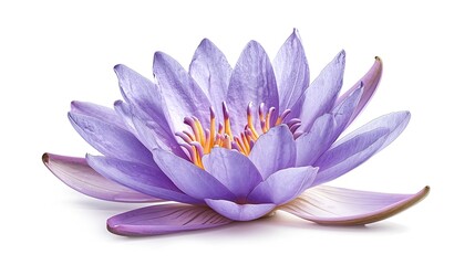 Aufkleber - Purple water lily Blooming water lily flower isolated on white background with clipping path : Generative AI