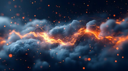 Wall Mural - Abstract Fire and Smoke with Glowing Particles