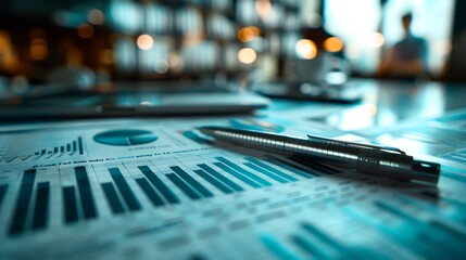Poster - 2024 business financial plan market concept performance of profit growth on 2023 to 2024 education trend up finance on growth graph money revenue Businessman analyzes profitability of  : Generative AI