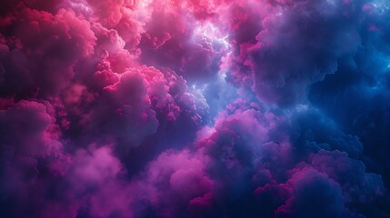 Poster - Black dark deep purple violet blue pink magenta fuchsia sky Storm rain cloud Fog smoke mist steam Gloomy night dramatic ominous sky Fantasy universe mystic Or spooky evil nightmare hor : Generative AI