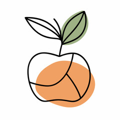 Apple fruit outline with shapes. Contemporary art. Hand-drawn line art boho style (8)