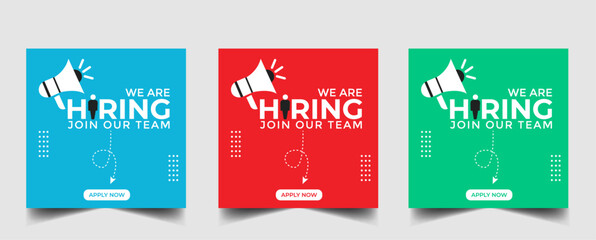 Wall Mural - We are hiring recruitment open job vacancy design vector social media post banner template or web banner layout