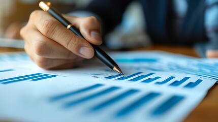 Aufkleber - 2024 business financial plan market concept performance of profit growth on 2023 to 2024 education trend up finance on growth graph money revenue Businessman analyzes profitability of  : Generative AI