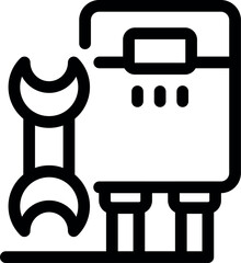 Sticker - Line art icon of a wrench fixing a boiler system, ideal for websites and apps related to home repair