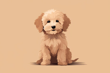 Poster - Adorable fluffy puppy illustration