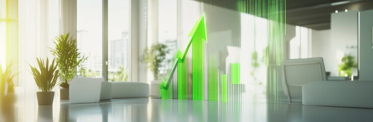 Wall Mural - Graph in the stock market with blue background with uptrending lines and candlesticks.