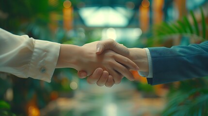 Aufkleber - Meeting shaking hands and business people with deal welcome or onboarding for collaboration Partnership teamwork and shaking hands for agreement consulting or introduction with trust i : Generative AI