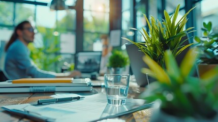 Fototapete - Office expert and business people in meeting teamwork and planning with feedback for funding proposal Accounting broker and employees with conversation review finances and trading with : Generative AI