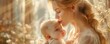 © Dalibor - Young mother with blonde hair, holding and kissing her baby, tender and loving bond.