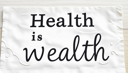 Wall Mural - health is wealth text on napkin isolated with white highlights, png