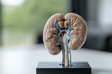 Wall Mural - A comprehensive anatomical model illustrating the kidney's role across different health scenarios and its impact on overall well-being.