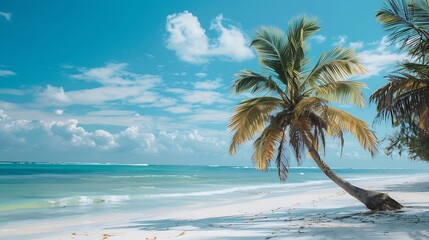 Poster - palm tree at diani beach kenya : Generative AI