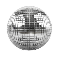 silver disco mirror ball isolated white background