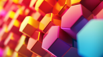 Wall Mural - A colorful wall of hexagonal shapes