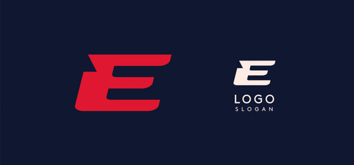 Leinwandbilder - Wide bold red letter E, modern dynamic logo for business identity of technological, automotive and sports business. Vector illustration.