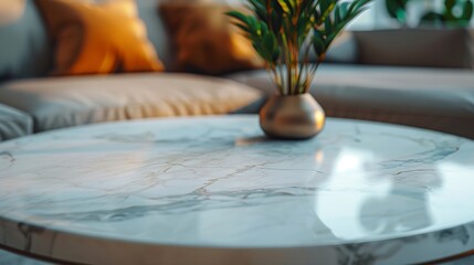 Poster - table mable in living room design for background : Generative AI
