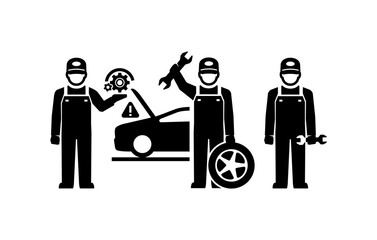 Wall Mural - Auto Mechanic Repair Car Vector Icon