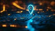 © PLUT_OFF - Location pin icon, geolocation map mark, digital futuristic background