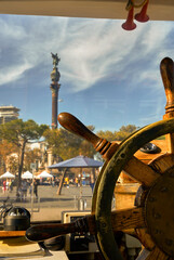 Wall Mural - At the city promenade on a sunny day. Barcelona