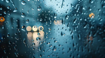 Aufkleber - Water drops on the window natural background closeup of photo : Generative AI