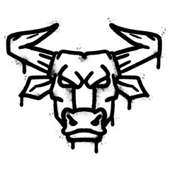 Wall Mural - Spray Painted Graffiti bull icon Sprayed isolated with a white background.