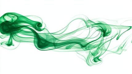 Wall Mural - Transparent or white background with dark green smoke