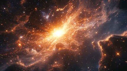 Wall Mural - A serene view of a distant star cluster with tightly packed stars glowing brightly.