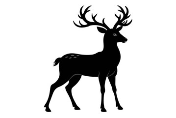  Beautiful wild animal reindeer silhouette black icon vector art illustration 