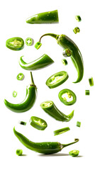 Poster - Isolated jalapeno pepper slices floating in air