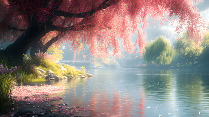 Wall Mural - sunset in the forest