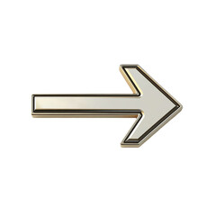 3d render minimal metallic arrow icon isolated on transparent background.