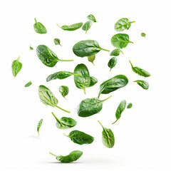 Wall Mural - Spinach leaf on white background