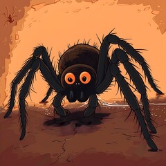 Cute and Creepy Cartoon Spider Halloween Background