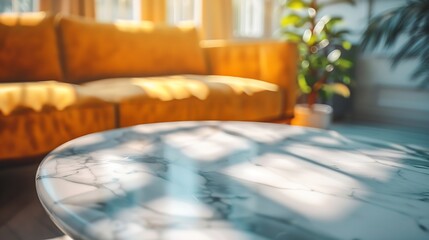 Poster - table mable in living room design for background : Generative AI