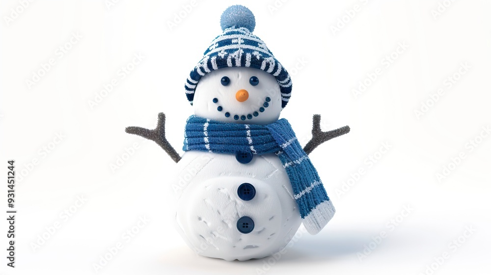 Happy snowman standing isolated on white background Stock Photo | Adobe ...
