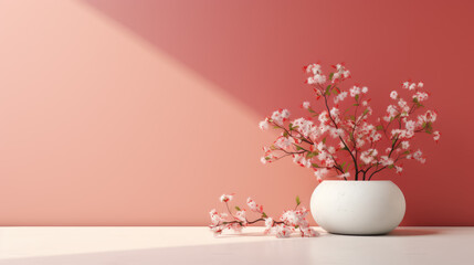 generated illustration of pink cherry blossom with copy space