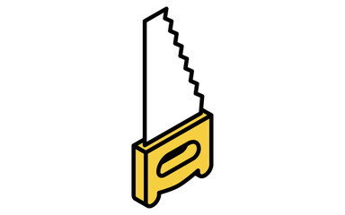 Isometric simple line drawing tool icon, Hand saw