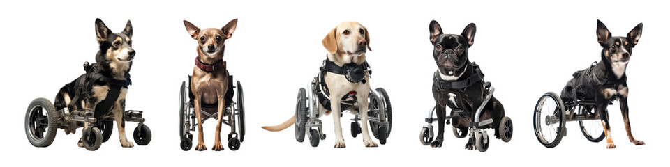 Sticker - Dog on wheelchair png cut out element set