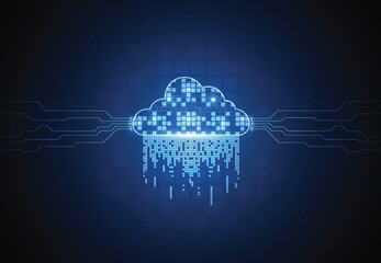 Wall Mural - Cloud networking computing concept design. Digital data transform download and upload. Cloud technology network. Vector illustration