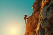 © Andrii Zastrozhnov - An alpinist faces extreme challenges on a high cliff, mastering the vertical risks with courage.
